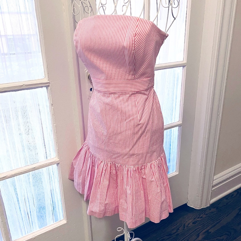 Seersucker Strapless mini dress
